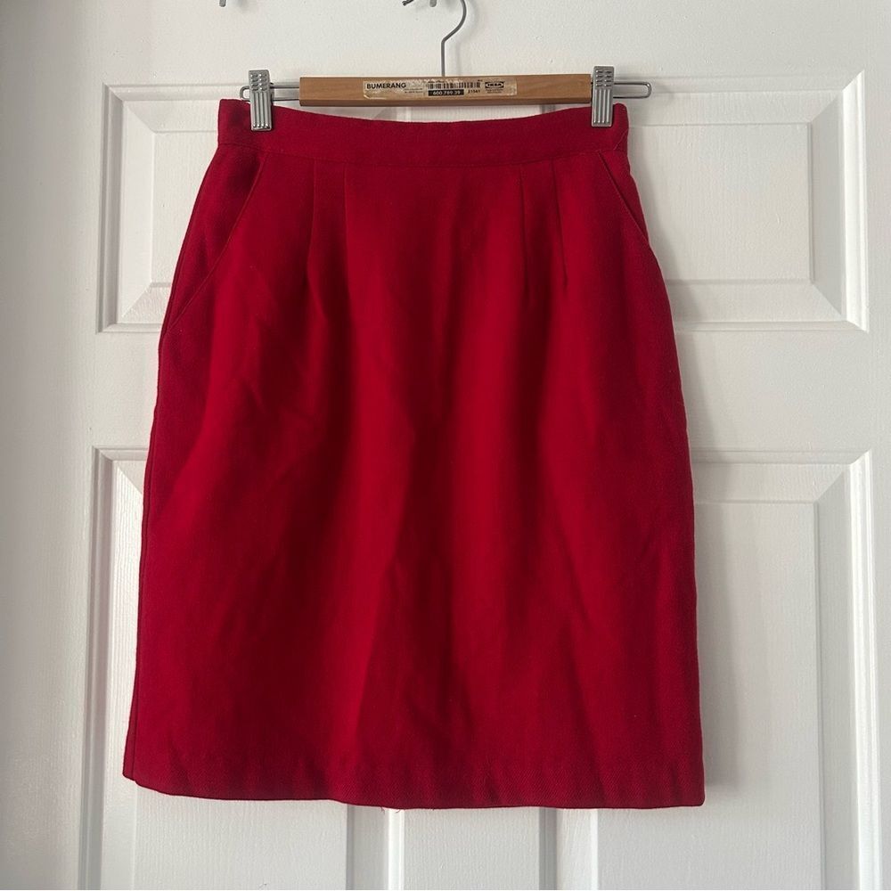 Vintage David Benjamin Red 100% Wool Skirt
